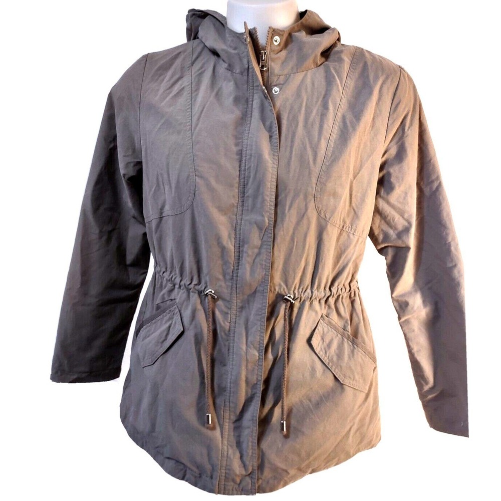 Valerie Stevens Coat Large Women's Jacket Ladies With Fleece Lining Beige Hooded